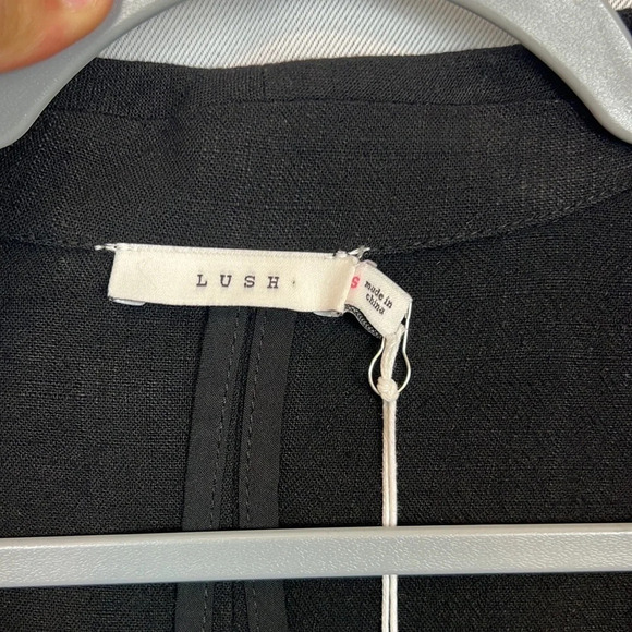 New Lush Black Waterfall Linen Blend Crepe Blazer Size Small - Picture 2 of 5